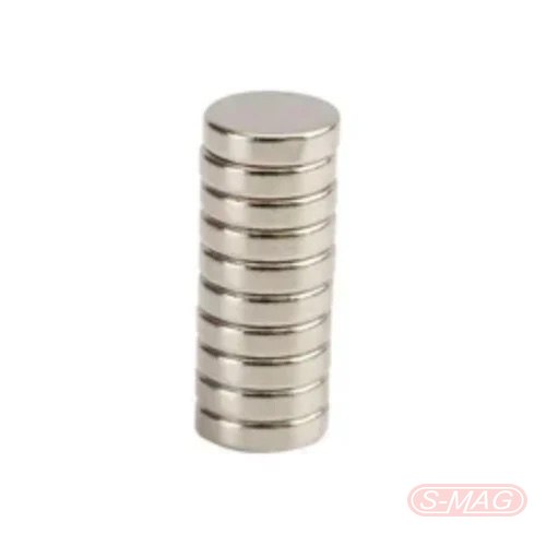 Stack of nickel plated neodymium disc magnets
