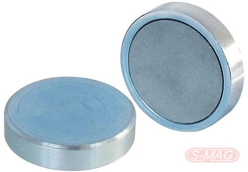 Shallow pot magnets showing face and back